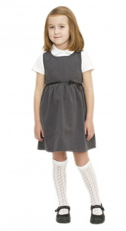 Pinafore with a stylish bow feature and a coconut shell button, Organic Cotton