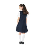 SCHOOL NAVY PINAFORE DRESS WITH A FRONT PLEAT - 100% ORGANIC COTTON
