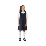 SCHOOL NAVY PINAFORE DRESS WITH A FRONT PLEAT - 100% ORGANIC COTTON