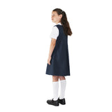 SCHOOL NAVY PINAFORE DRESS WITH A FRONT PLEAT - 100% ORGANIC COTTON